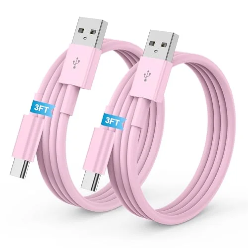 LDHTY CarPlay Charging Cable, USB A to USB C Cable, 2-Pack 3FT, Pink