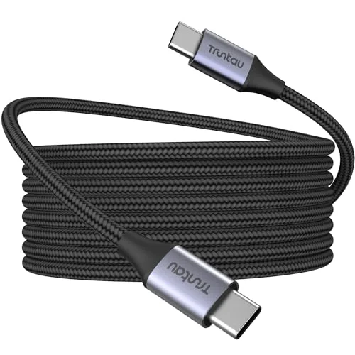 Truntau 6FT USB C to USB C Cable Nylon Braided 60W Fast Charging, Compatible with iPhone 17/17 Pro/16 Series, Samsung S24/S23/S22 Ultra, Google Pixel, iPad Pro/Air, MacBook, CarPlay, Black