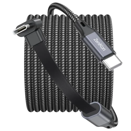 ZeniKon USB C to USB C Cable 10 FT Right Angle, 60W Type C Fast Charge