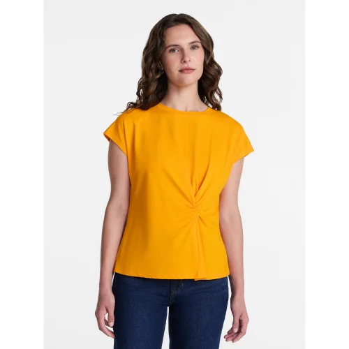 Time and Tru Women's Twist-Front Tee with Short Sleeves, Sizes XS-XXXL