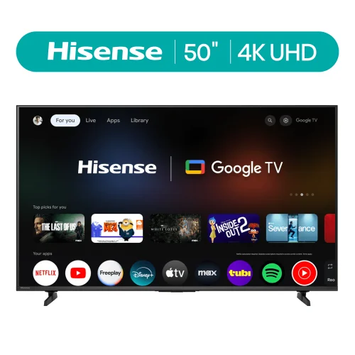Hisense 50-Inch Class H5 Series 4K UHD HDR Google Smart TV (50H5BG, 2025 Model) - Dolby Vision Gaming, HDR 10, Motion Rate 120, AI Upscaler, DTS Virtual X, Game Mode Plus, Google Assistant Built-In