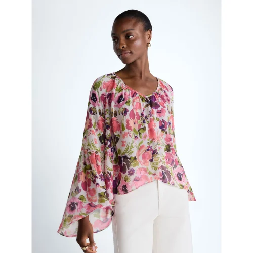 Scoop Women's and Women's Plus Flowy Asymmetrical Sheer Top, Sizes XS-4X