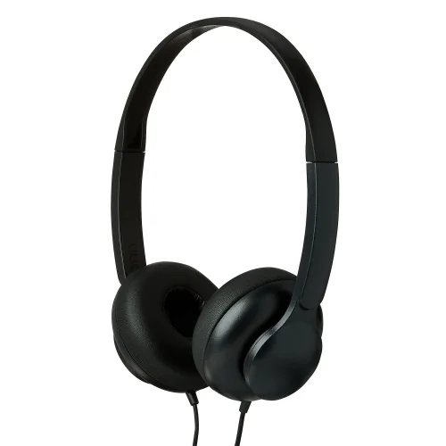 onn On-Ear Headphones Black Lightweight, Adjustable Headband, AUX Cord