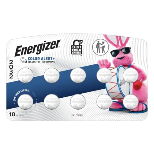 Energizer CR2032 Batteries (10 Pack), 3V Lithium Coin Batteries