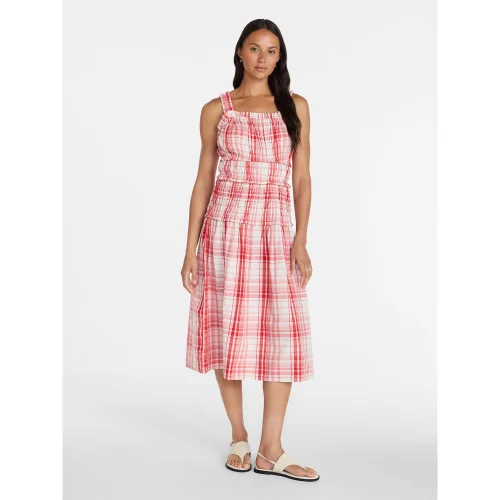 Time and Tru Women's Sleeveless Smocked Cotton Peasant Midi Dress, Sizes XS-XXXL