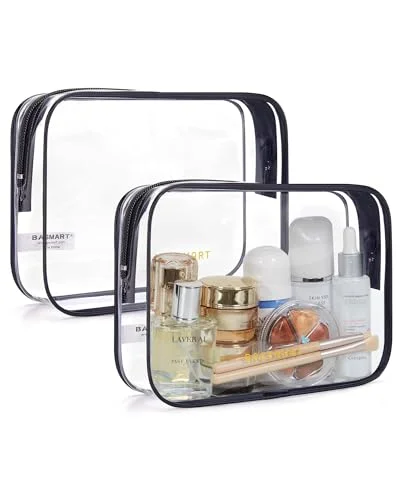 BAGSMART Clear Toiletry Bag 2-Pack TSA Approved Water-Repellent, Black