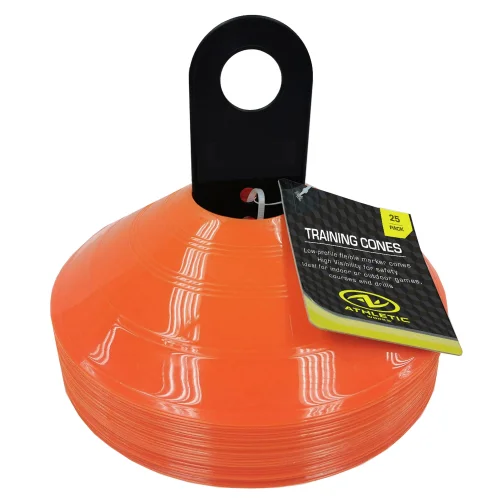 Athletic Works Orange Low-Profile Sports Training Cones for Agility, 25 Piece, Plastic