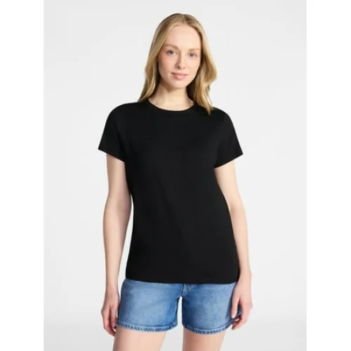 Time and Tru Women's Slub Crewneck Tee with Short Sleeves, Sizes XS-XXXL