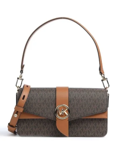 Michael Kors Brown/ Acron Ladies Greenwich Medium Logo Shoulder Bag