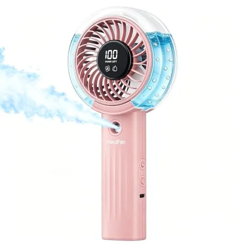 HandFan Upgraded Misting Fan with LED Display &ndash; Extreme Cooling Portable Handheld Fan with Water Mist Spray, 50% Stronger Airflow & Quieter, Personal Mister for Travel/Park/Disney/Beach/Concert/Game