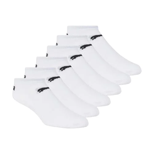 PUMA Womens 6 Pack Runner fashion liner socks, White/ Black Puma, 9 11 US