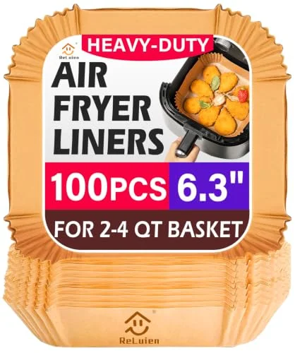 Air Fryer Liners Disposable 100PCS, 6.3" Square Nonstick Paper for 2-4QT