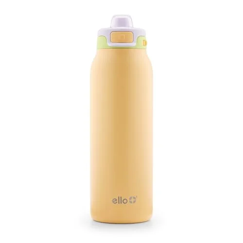 Ello Pop & Fill 32oz Stainless Water Bottle, Sip or Chug, Sunset Meadow