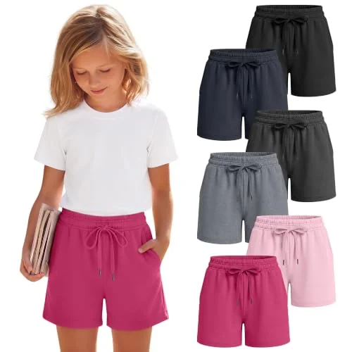 JoyMotion 6 Pack Girls' Wide Leg Shorts, 6-Color, 9-10 Years
