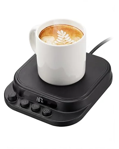 Coffee Mug Warmer for Desk with 7 Temperature Settings, 1&ndash;12 Hour Timer, Gravity Sensor and Auto Shutoff, Cup and Candle Warmer for Coffee, Tea and Milk, Black
