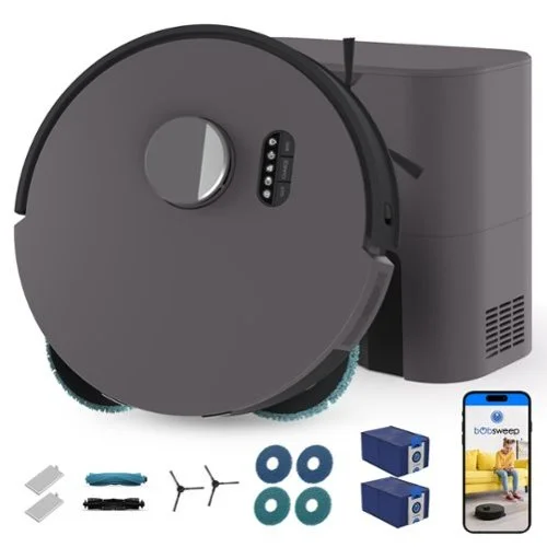 bObsweep - Dustin Robot Vacuum & Mop, Auto-Empty Odor Control Dock with 1 Gal Capacity, Privacy Focused U.S. Software - Twilight