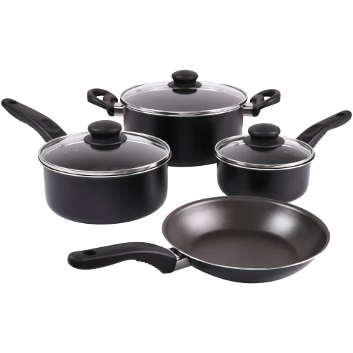 Mainstays 7-Piece Nonstick Aluminum Cookware Set, Black