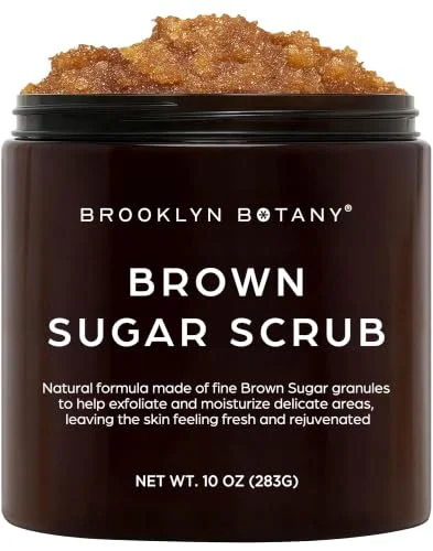 Brooklyn Botany Brown Sugar Body Scrub - Moisturizing and Exfoliating Body, Face, Hand, Foot Scrub - Fights Acne, Fine Lines & Wrinkles, Great Gifts For Women & Men - 10 oz