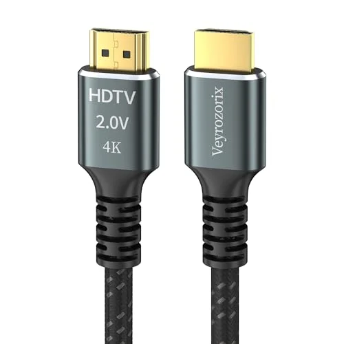 Veyrozorix 4K HDMI Cable 6.6FT High Speed Braided HDMI 2.0 Cable 18Gbps 4K@60Hz 3D ARC,Gold Plated Connector HDMI Cord HDCP 2.2 Compatible with UHD TV Monitor Laptop Xbox PS4/PS5 Roku TV ect