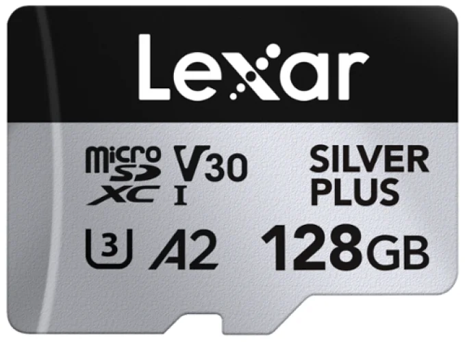 Lexar - 128GB Professional SILVER PLUS MicroSD Card, UHS-I, C10, U3, V30, Full HD & 4K, Up to 255/135 MB/s microSDXC