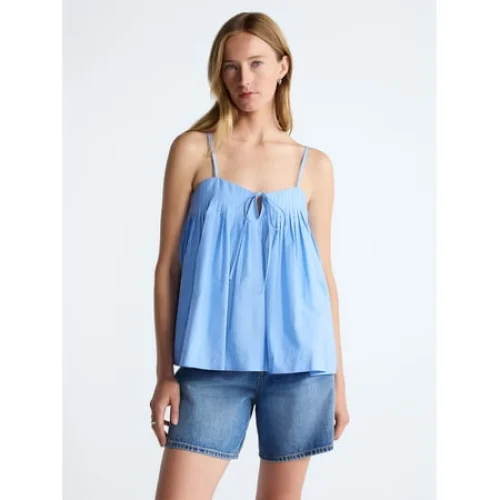 Free Assembly Women's Cotton Pintuck Sleeveless Top, Sizes XS-XXL