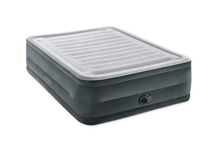 Intex 64417ED 22in Queen Dura-Beam Comfort Plush High-Rise Inflatable Air Mattress with Built in Pump for Travel and Camping, 600lb Weight Capacity