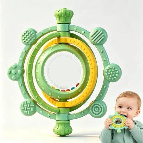VTECHOLOGY 3D Rotatable Rattle Baby Teething Toys for 0-6 6-12 Months