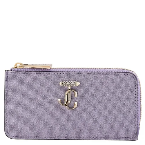 Jimmy Choo JC Emblem Zip Card Holder J000168857-TANZANITE/LIGHT GOLD