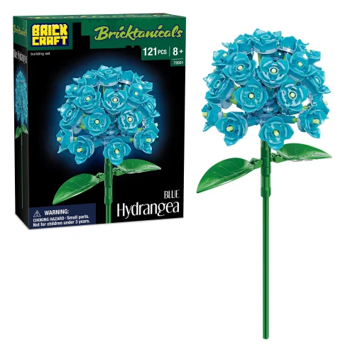 Brickcraft Bricktanicals Hydrangea Building Kit (121- Plastic Piece Set), Artificial Flower Craft, Gift for Him and Her