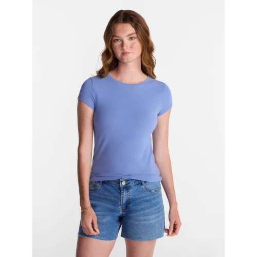 No Boundaries Crew Neck Tee with Short Sleeves, 1 or 3-Pack, Women&rsquo;s