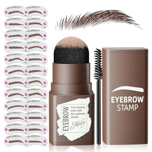 Eyebrow Stamp Stencil Kit, Eyebrow Stencils for Shaping, Dark Brown