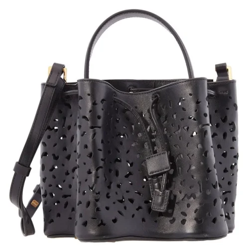 Mlouye Alto Mini Perforated Leather Bucket Bag 10-092-001-BLACK
