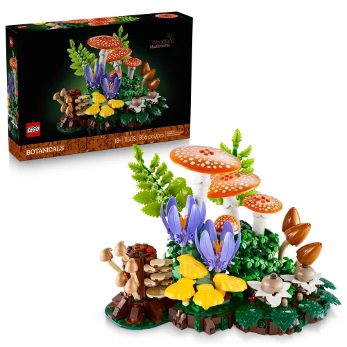LEGO Botanicals Woodland Mushrooms - Building Set for Adults, Ages 18+ - Mushroom Decor for Home - Gifts for Women & Men - Craft Activity - 11505