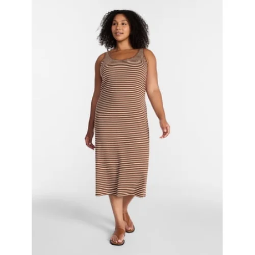 Terra & Sky Women's Plus Sleeveless Ribbed Mini Dress , Sizes 0X-5X