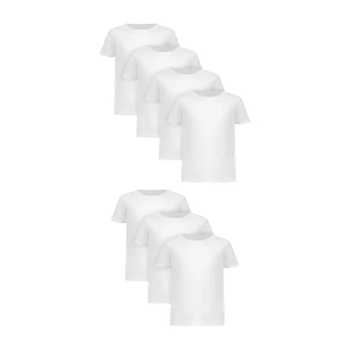 Hanes Unisex Baby White T Shirts Pack, 7-Pack, Toddler Boys Cotton T Shirts, Soft & Breathable Kids Clothes, Crewneck Tees
