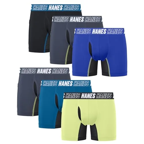 Hanes Boys' Moves Boxer Brief Underwear, Anti-Chafe Boxer Briefs for Boys, 6-Pack