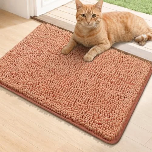 Bcoimo Super Absorbent Cat Door Mat, 24"*17" Anti Slip Mat for Muddy Paws
