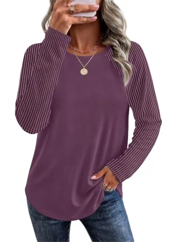 WIHOLL Sweatshirt for Women Long Sleeve Tunic Tops Fashion Fall Sweaters