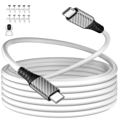 AIAUXAI 20ft USB C Cable,Extra Long 60W USB C to USB C Charging Cable,White