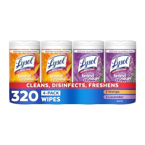 4 Pack Lysol Disinfecting Wipes, Multi-Surface, Lavender + Mango, 80 ct.