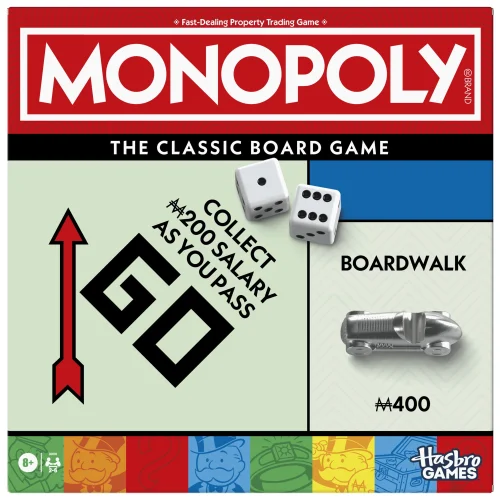 Monopoly Classic Board Game for Kids & Adults, Family Game with Storage Tray, Ages 8+