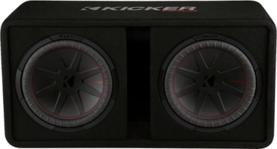 KICKER CompR Dual 12" Dual-Voice-Coil 2-Ohm Subwoofers with Enclosure - Black