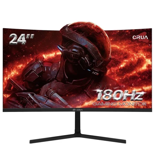 CRUA 24-Inch Curved Gaming Monitor, FHD 1080P Resolution, 180Hz Refresh Rate, FreeSync, Black
