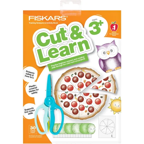 Fiskars Kids Arts and Crafts Cut & Create Training Scissors and Activity Book for Ages 3 and Up