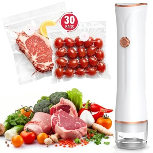 LSNDRG Handheld Vacuum Sealer, 60kPa Portable Food Sealer with 30 Reusable BPA-Free Vacuum Bags