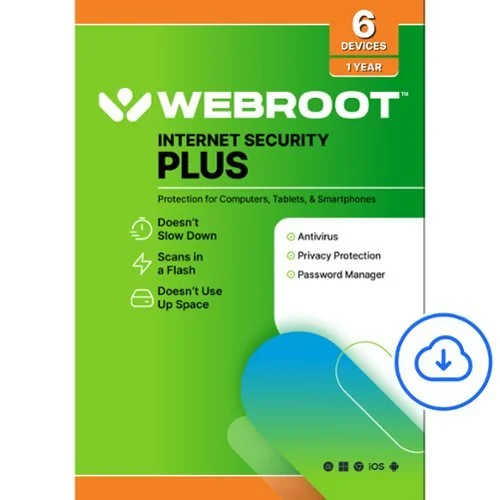 Webroot Internet Security Plus + Antivirus Protection for 6 Devices, 1-Year Subscription (Digital)