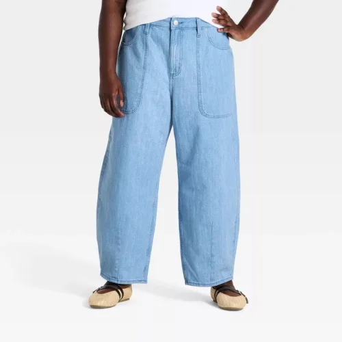 Women's High-Rise Easy Barrel Leg Jeans - Universal Thread Blue Size 18