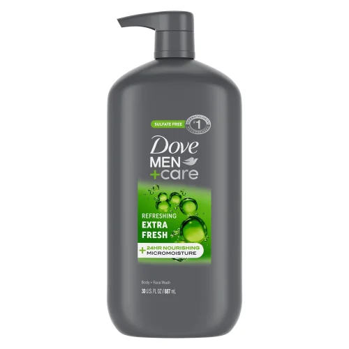 Dove Men+Care Body and Face Wash Refreshing Extra Fresh with 24-Hour Nourishing Micromoisture, 30 oz