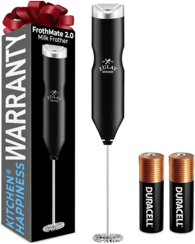Zulay Kitchen Frother Wand Handheld Drink Mixer with 2 AA Batteries Included for Coffee and Matcha