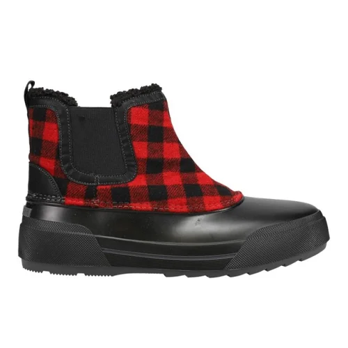 Easy Spirit Icicles Plaid Pull On Chelsea Snow Womens Black Casual Boots E-ICIC
